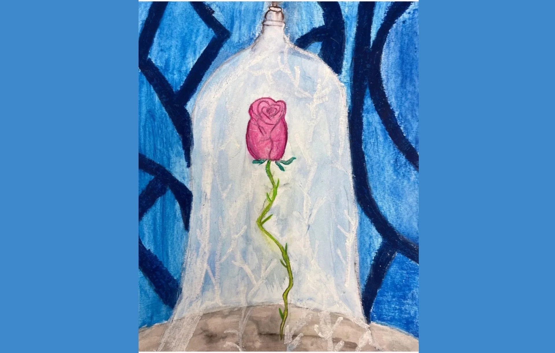 student painting of rose from Beauty and the Beast